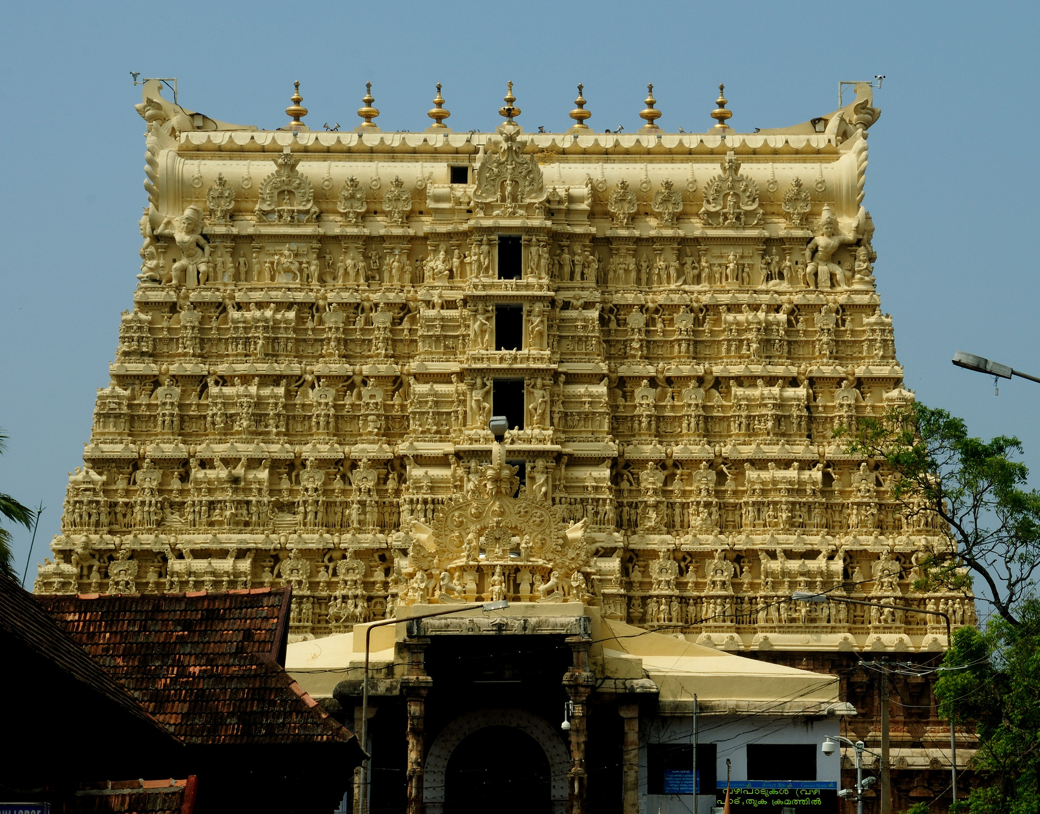 The Gopuram (Tower) of a historic Hindu Temple, Trivandrum, Kerala